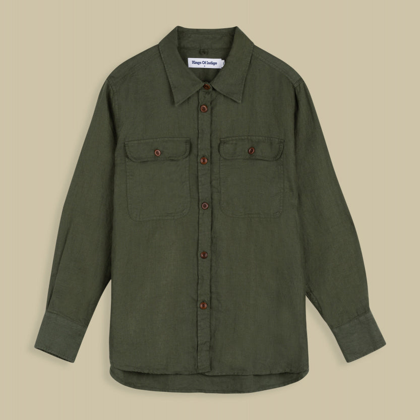 Charlene Heavy Linen Blouse - KINGS OF INDIGO