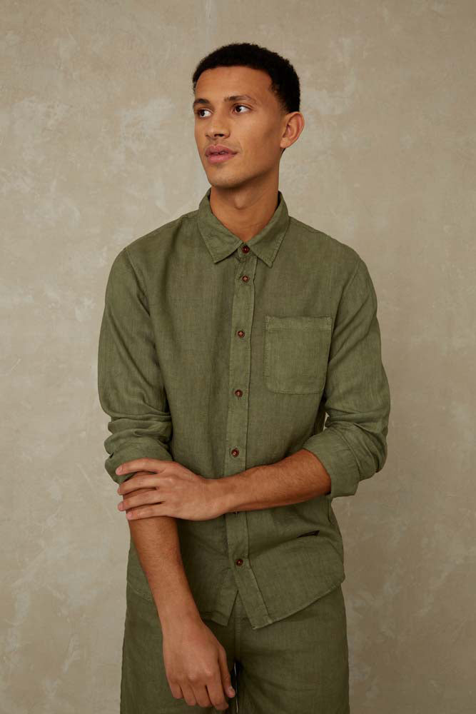 Juntoku Heavy Linen Mix Overshirt - KINGS OF INDIGO