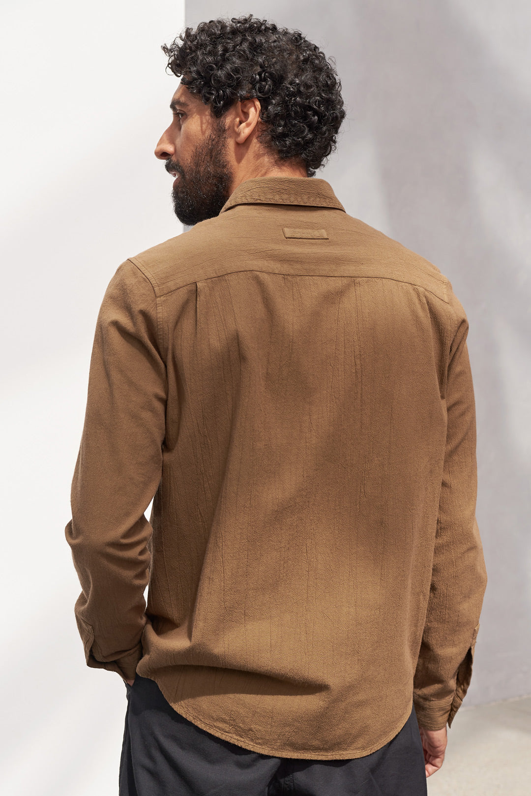 Simon Eco-Crinkle Shirt Caramel