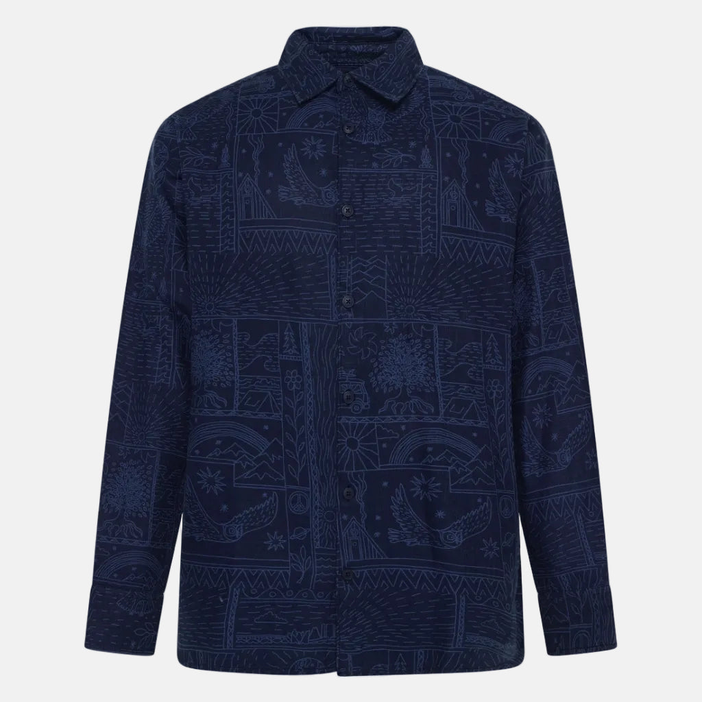 Sleet Comfort Print Shirt Blue