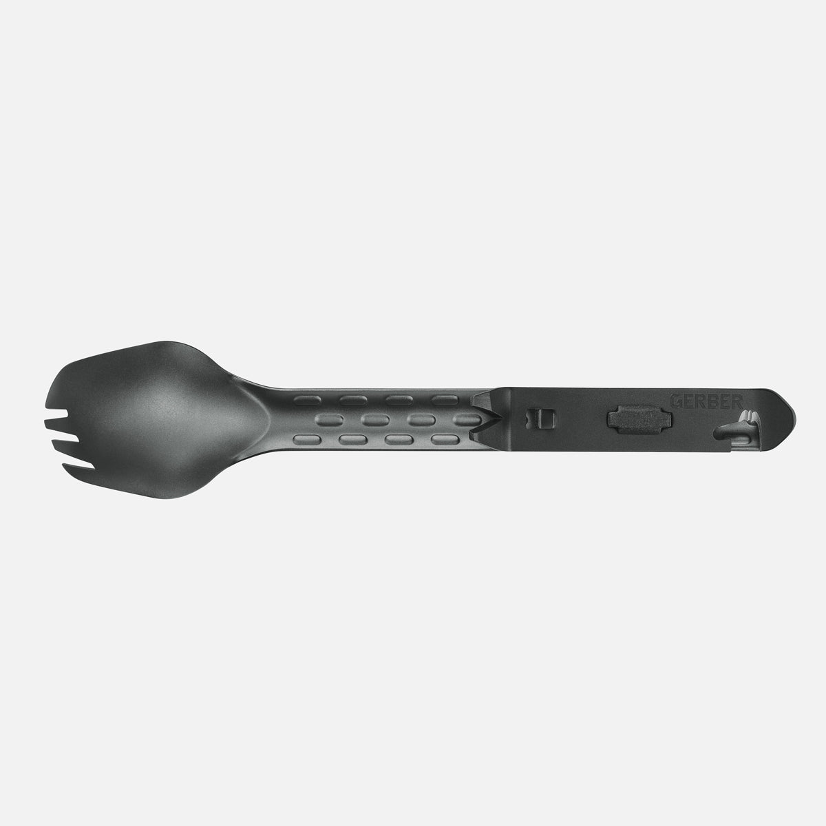 Spork med fler verktyg inkl en konservöppnare.