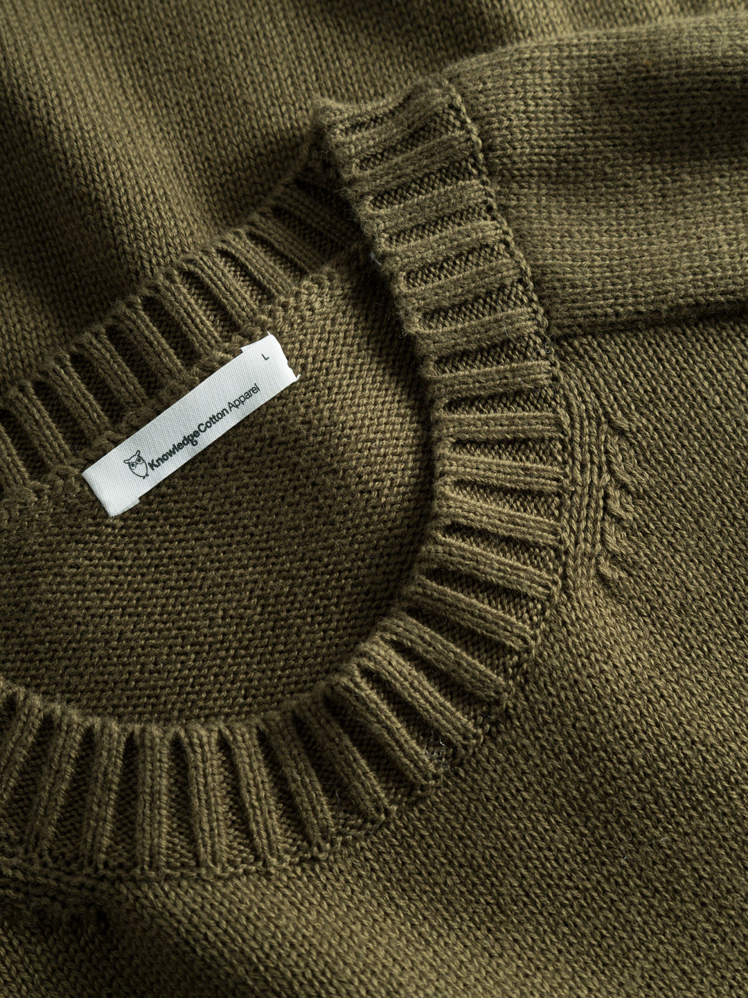 Plain Knitted Crew Neck Sweater Burned Olive