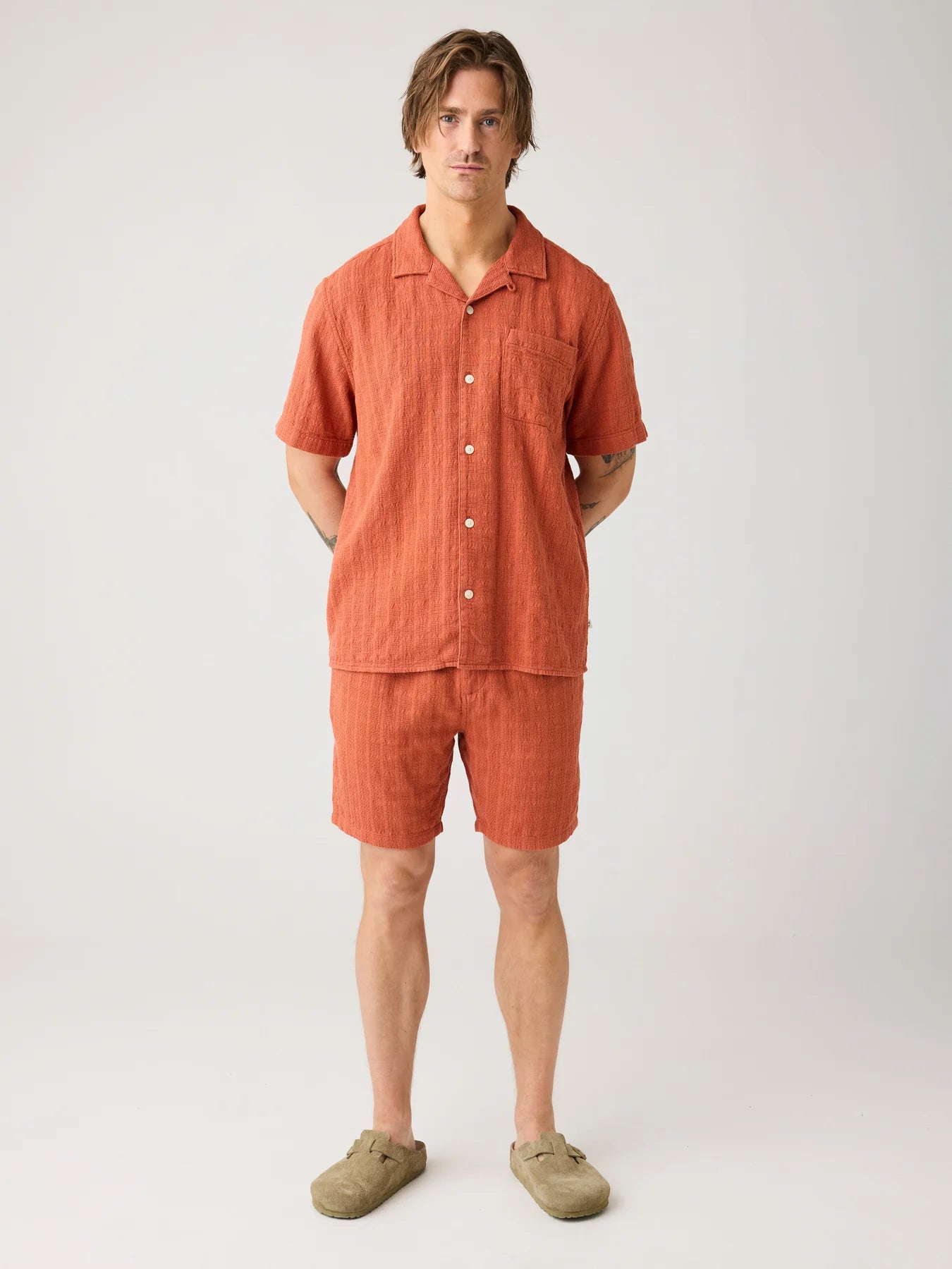 Structure Short Sleeve Shirt Burnt Brick