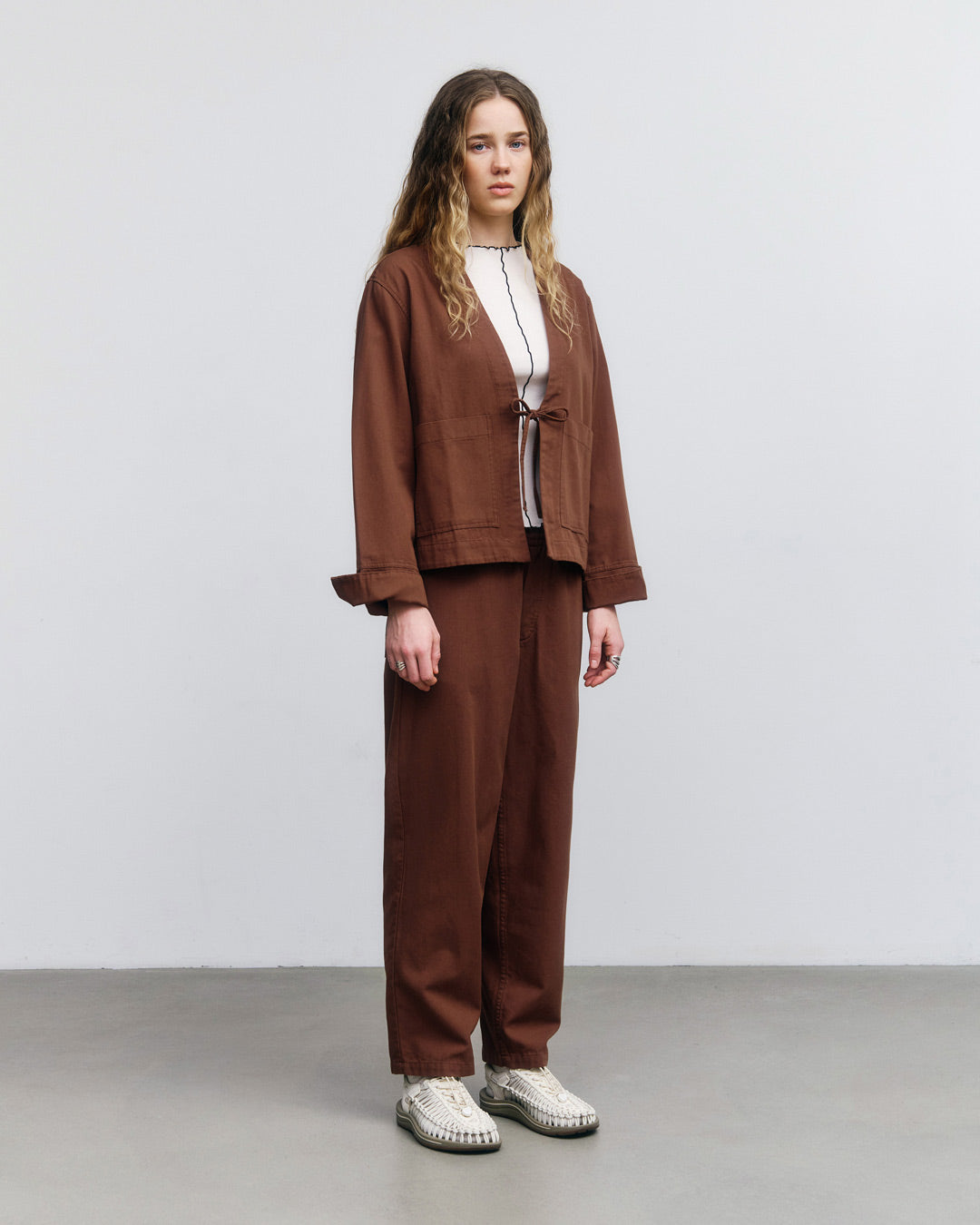 Kimono Jacket Organic Cotton Hazel Brown Rotholz