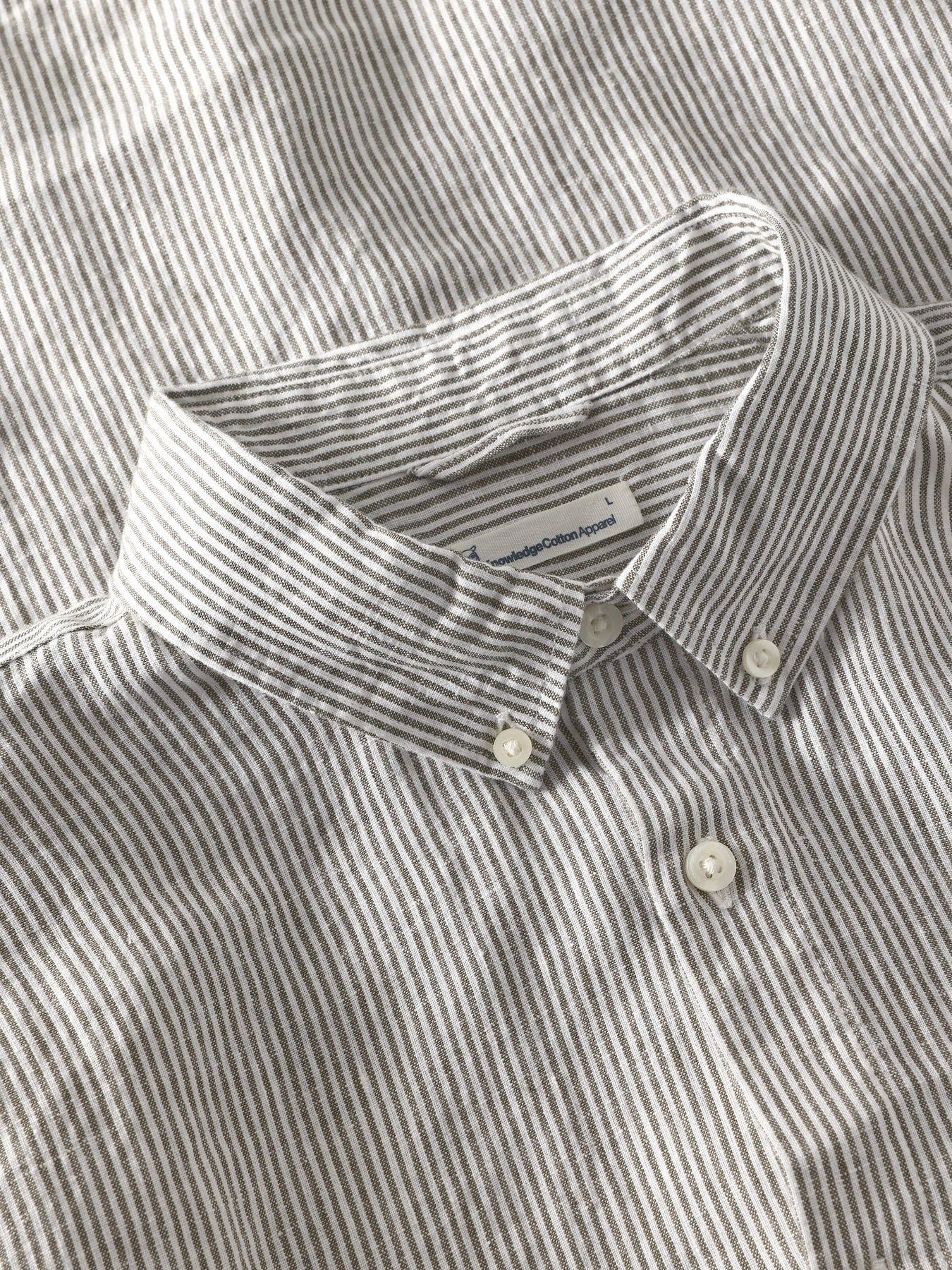 Linen Stripe Shirt Burned Olive