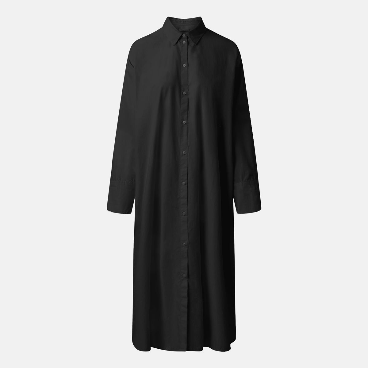 Poplin Wrap Shirt Dress Black - KNOWLEDGE COTTON APPAREL