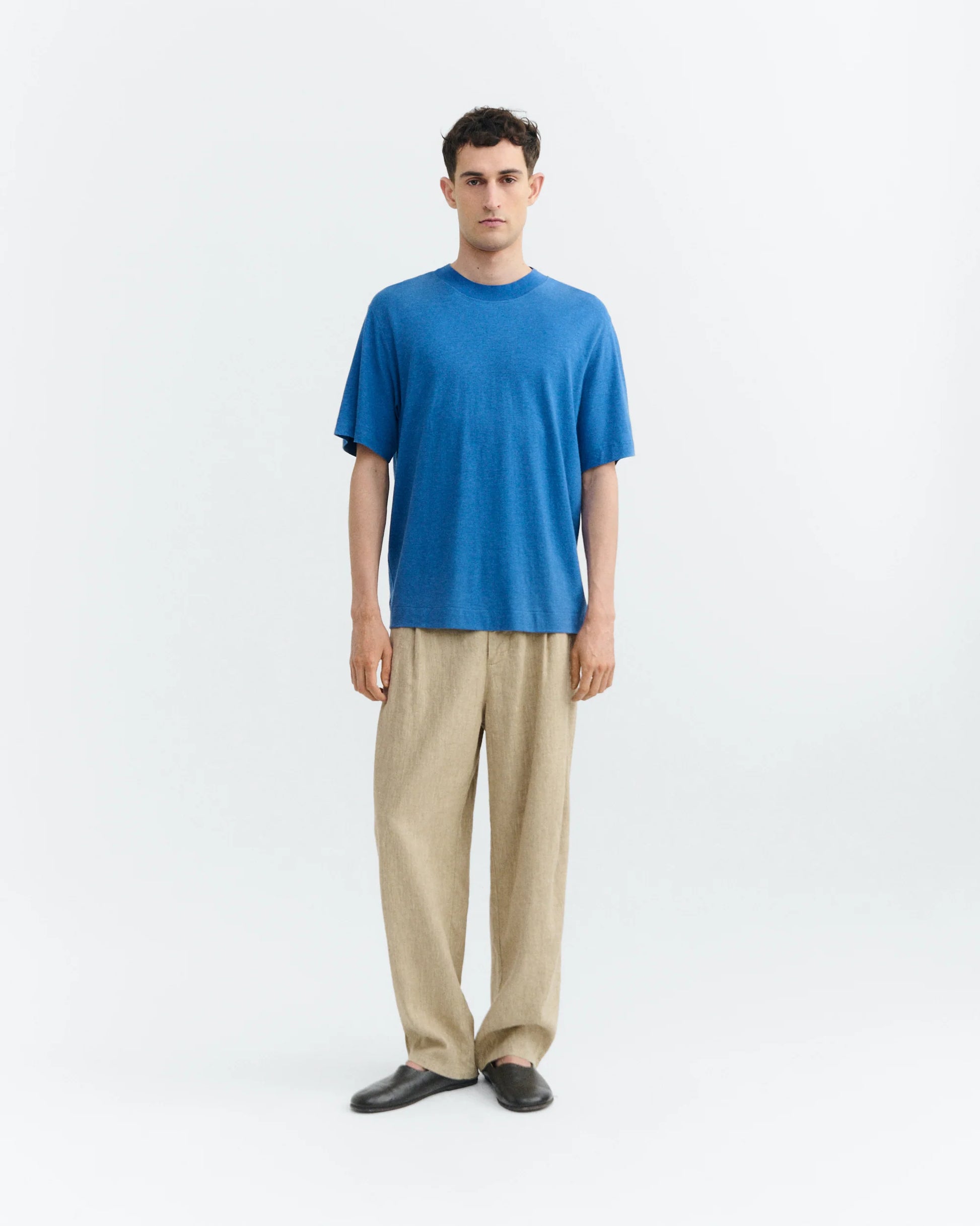 Hemp Roy Big Collar T-shirt Light Cobalt