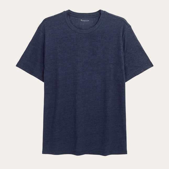 T-shirt Linne Herr Ekologisk Lin Marinblå - KNOWLEDGE COTTON APPAREL