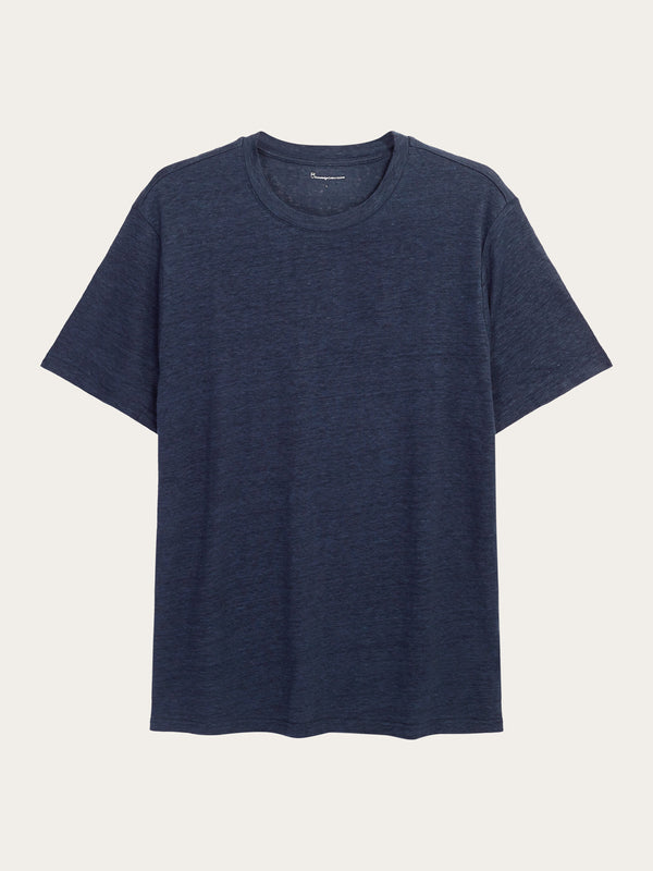 T-shirt Linne Herr Ekologisk Lin Marinblå - KNOWLEDGE COTTON APPAREL