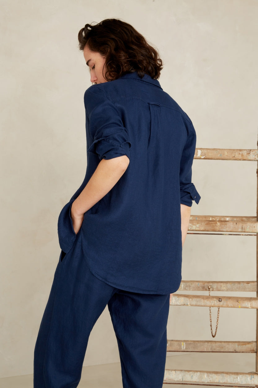 Taja Heavy Linen Worker Blue - KINGS OF INDIGO
