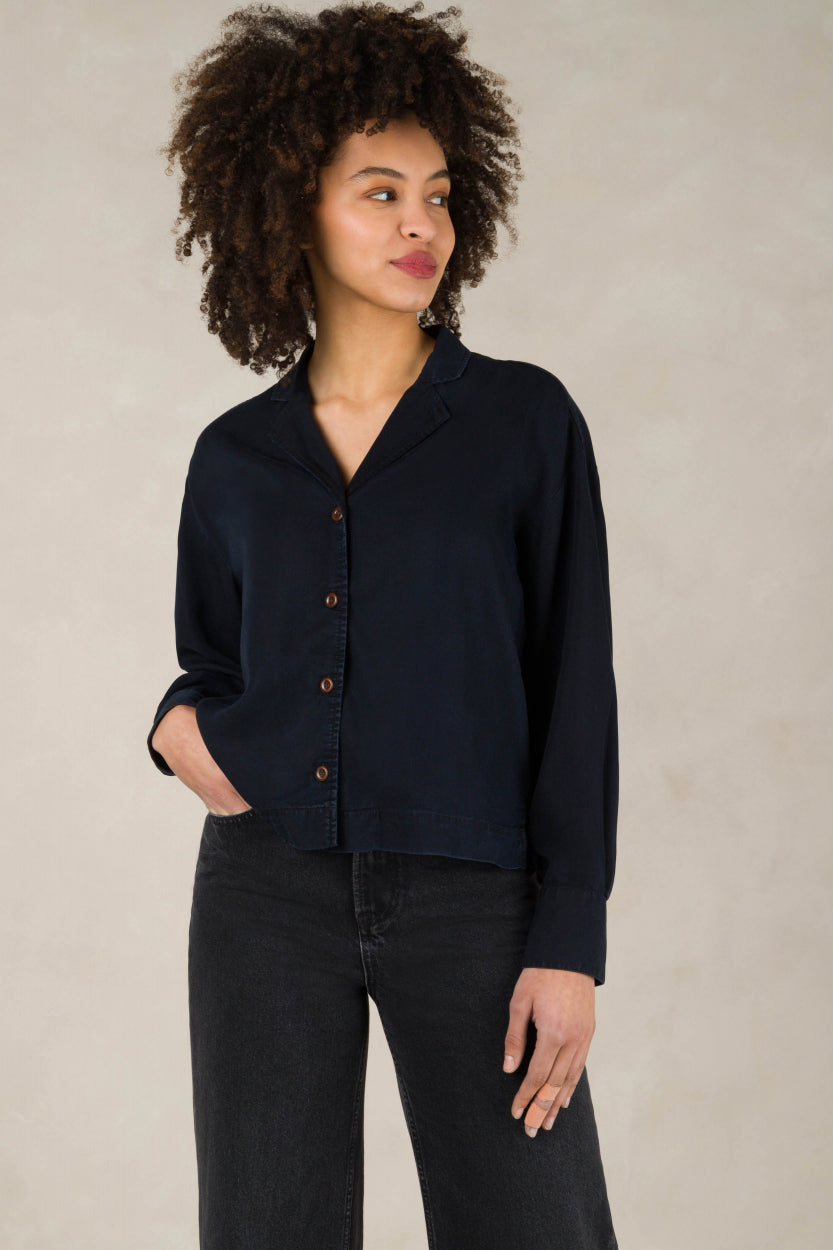 Athalie Tencel Blus Blue Black - KINGS OF INDIGO