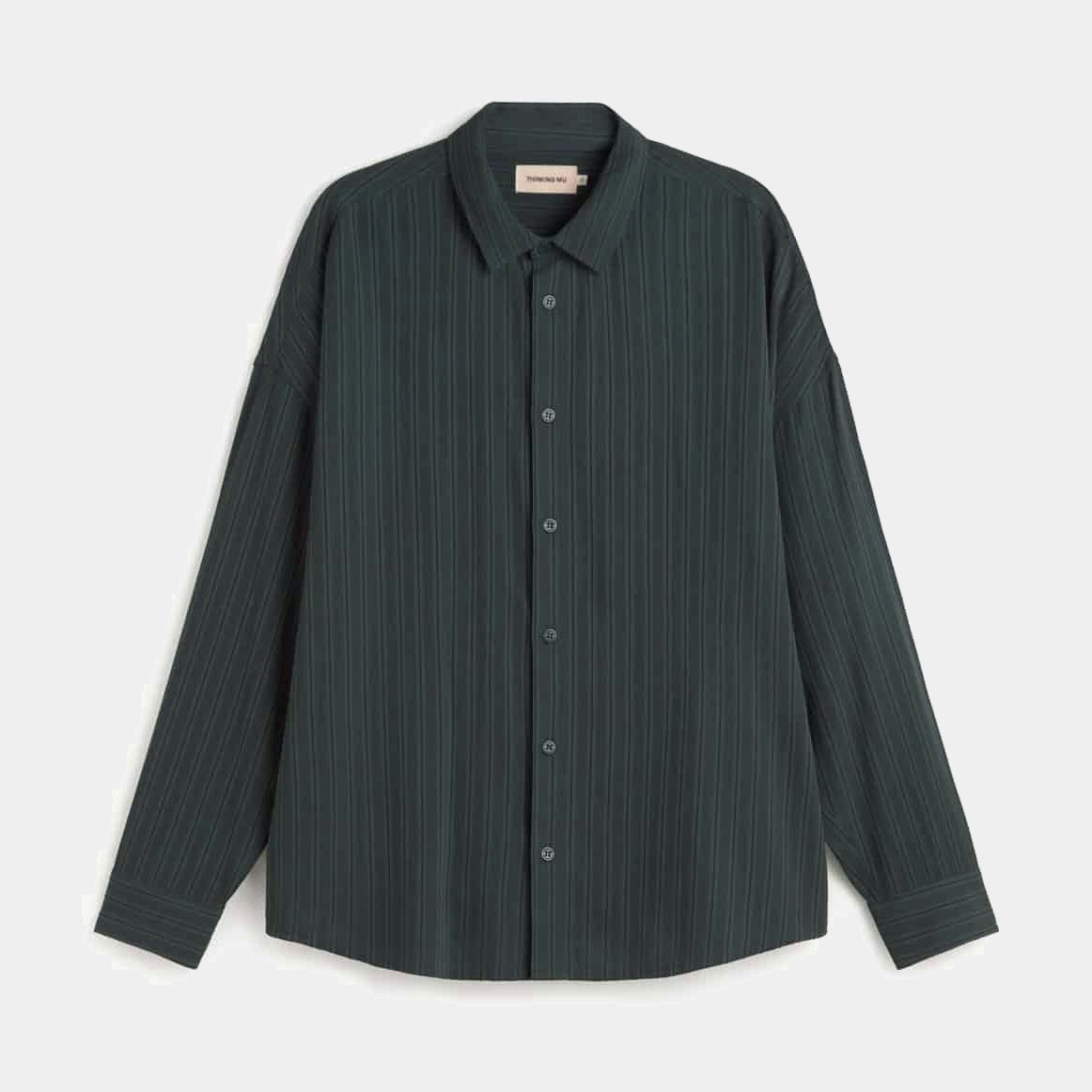 Haru Dark Green Ecovero Striped Shirt
