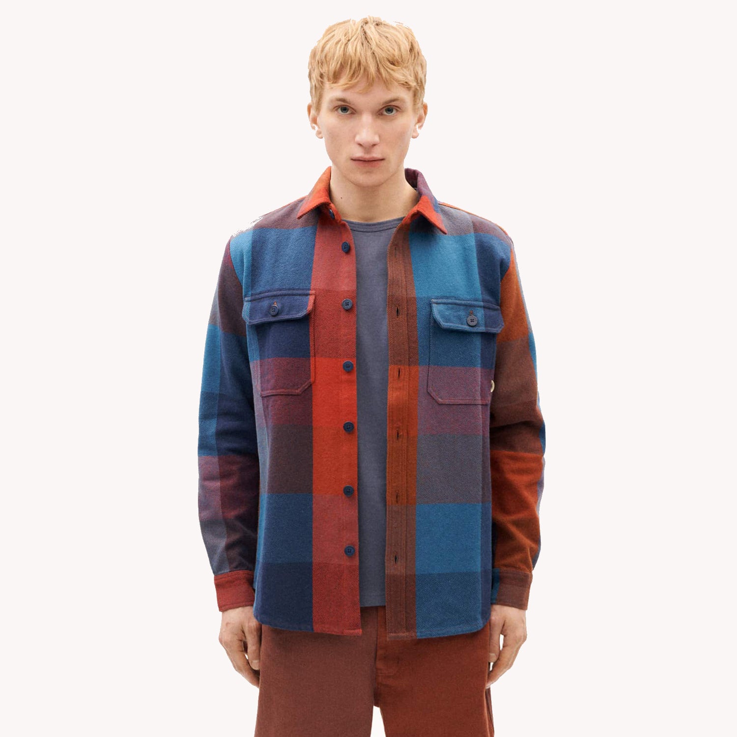 Lucas Heavy Overshirt Berry Checks - THINKING MU