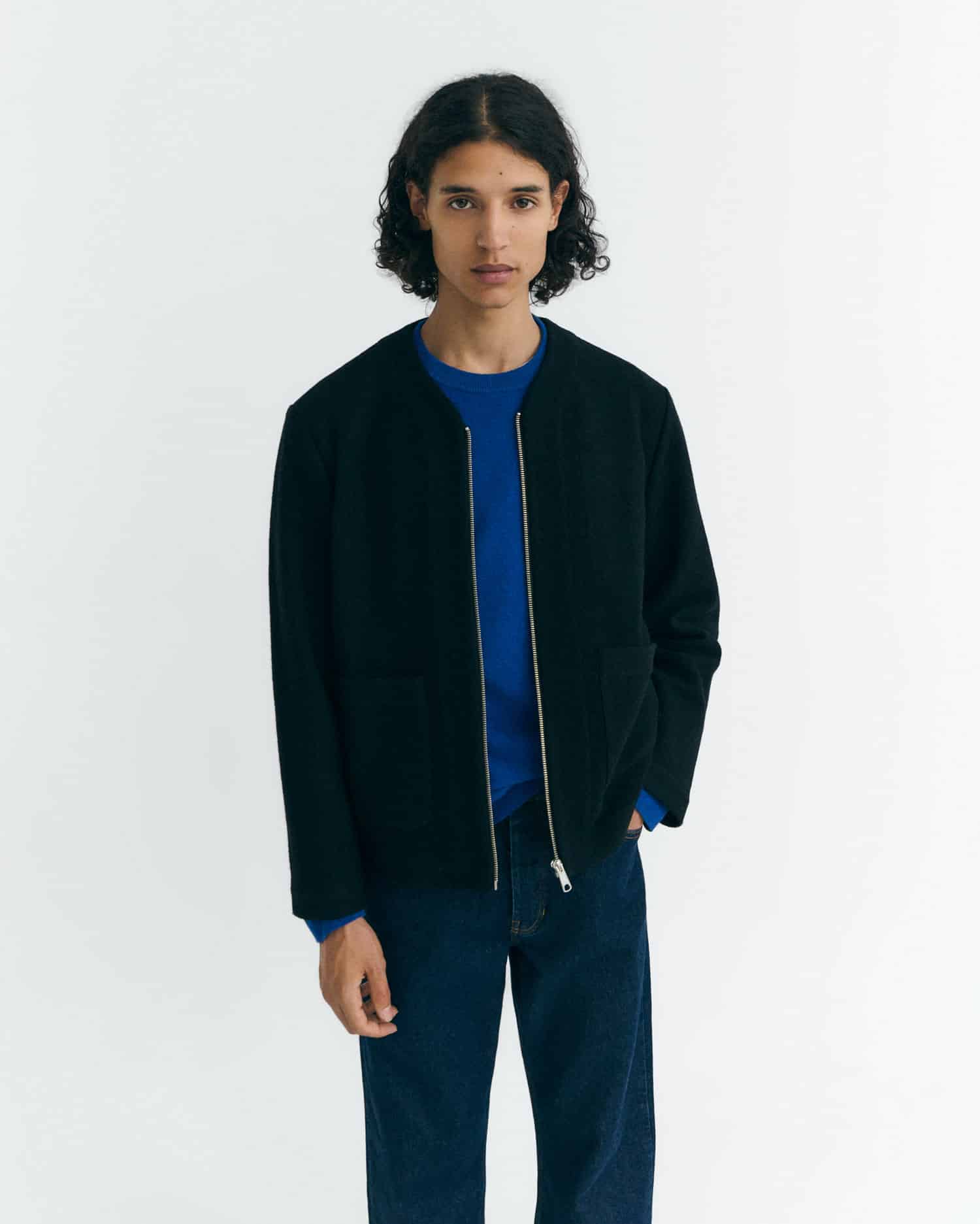 Greg Fine Wool Zip Jacket Black