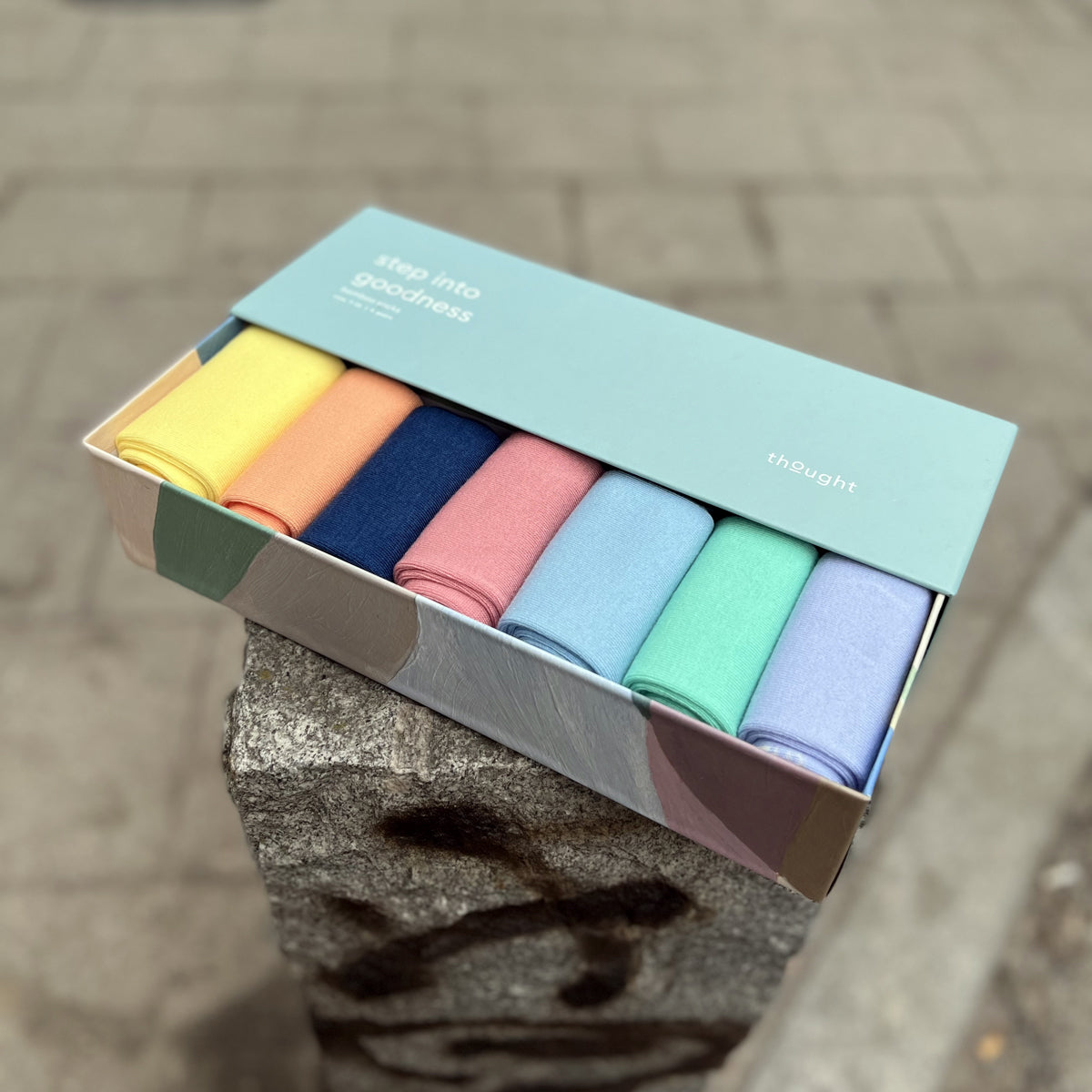 Bamboo Rainbow Sock Box 41-45  – THOUGHT