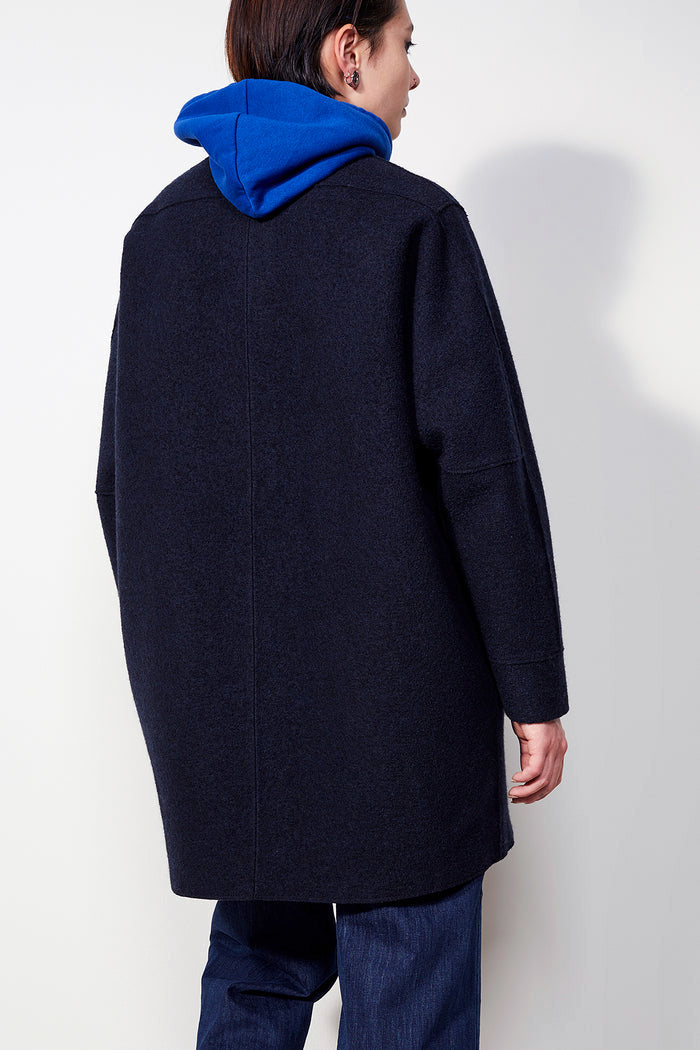 Tigart Organic Wool Coat Navy - LANGERCHEN