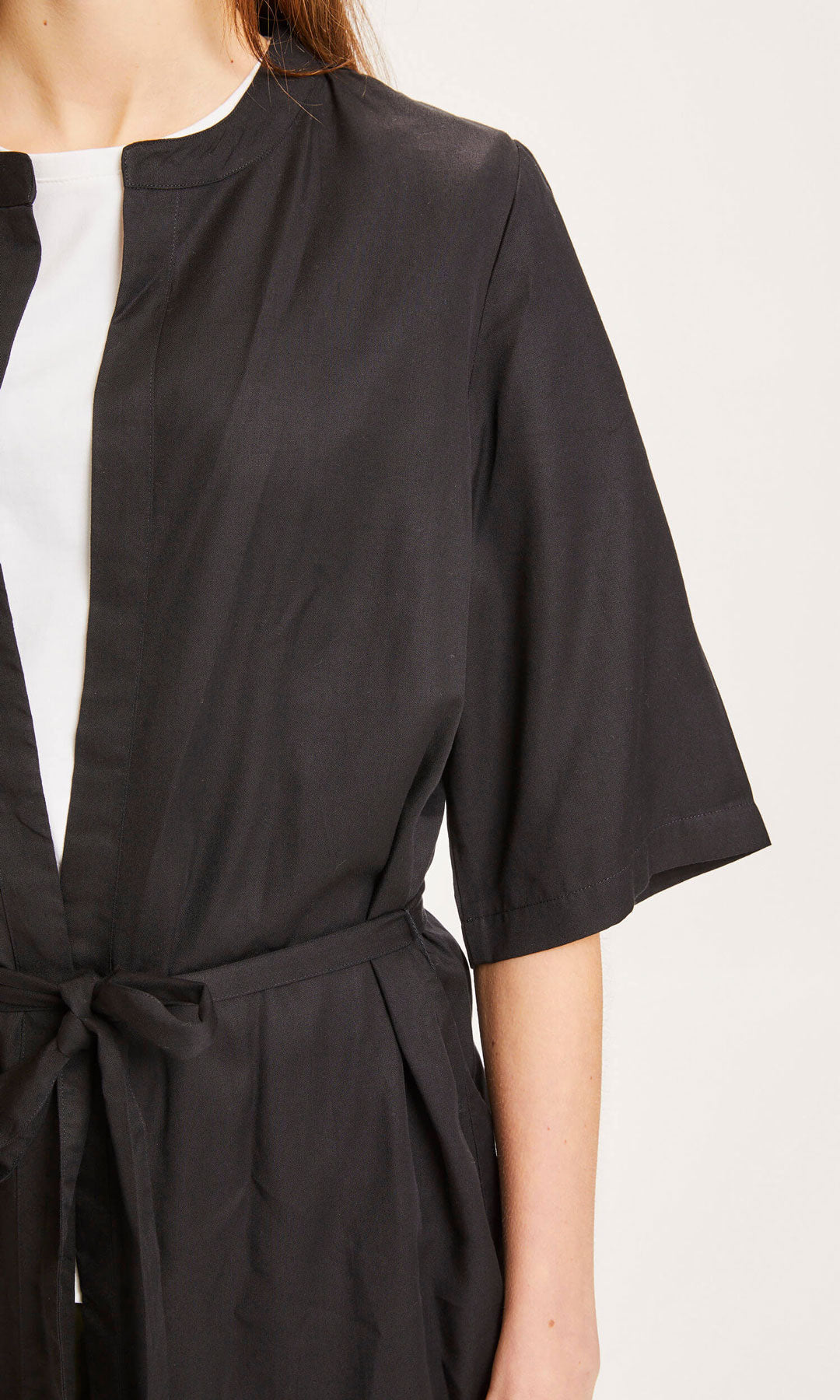 Ayana Tencel Kimono Jet Black - KNOWLEDGE COTTON APPAREL
