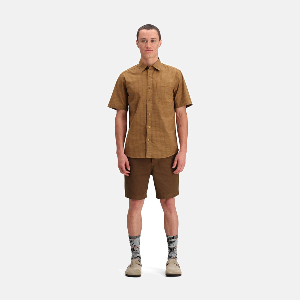 Dirt Desert Short Sleeve Shirt Dark Khaki Terrain - TOPO DESIGNS