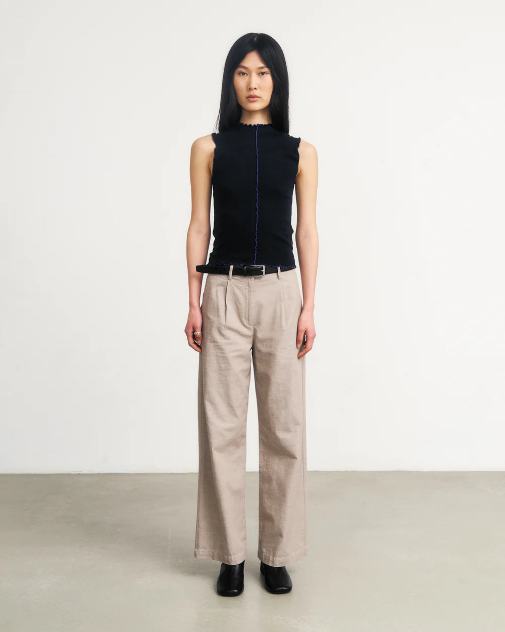 Pin-Tucked Top Organic Cotton True Black Rotholz