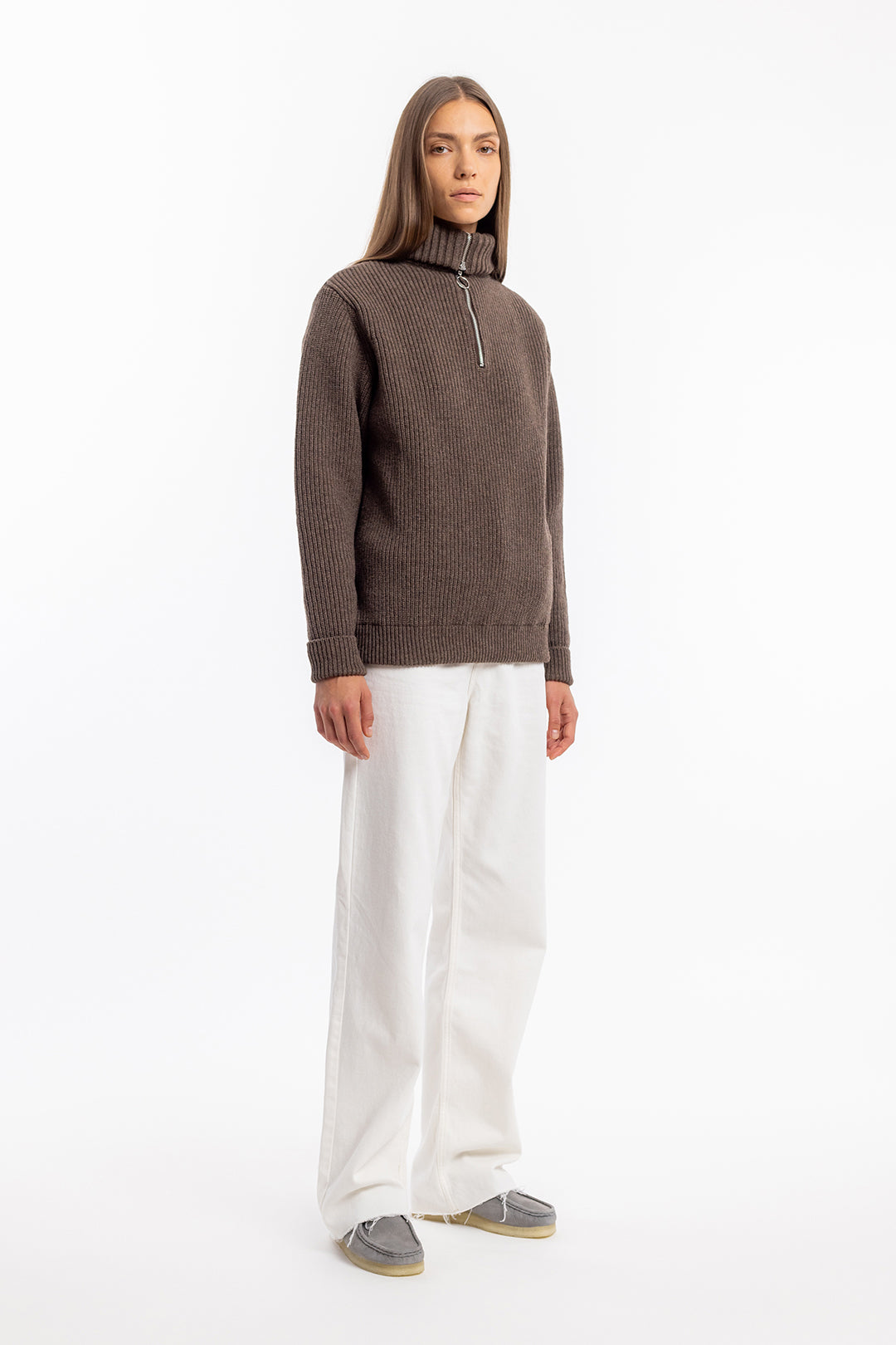 Knit Wool Half-Zip Troyer Rosewood - ROTHOLZ