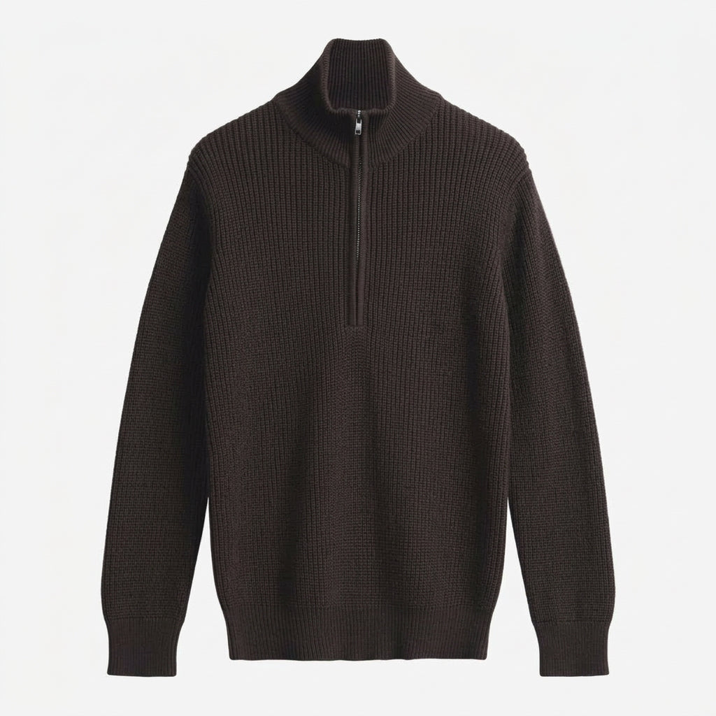 Udai Ribbstickad Tröja Zip-Up Brun