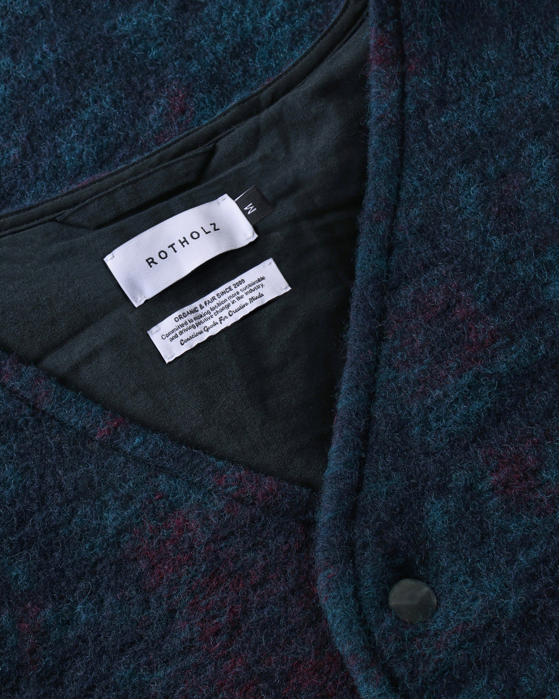 Button-Down Wool Vest Unisex Dark Watercolor
