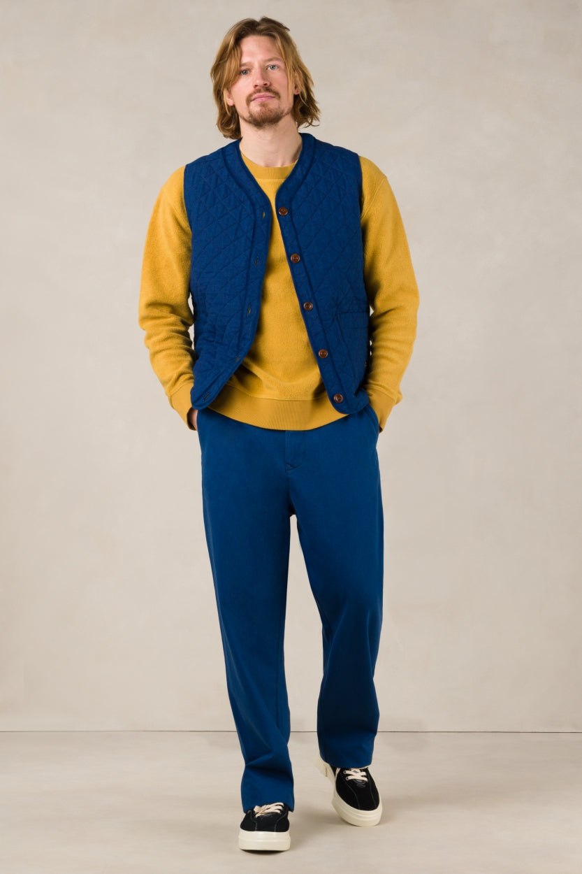 Abbas Vest Quilt Solid Indigo - KINGS OF INDIGO