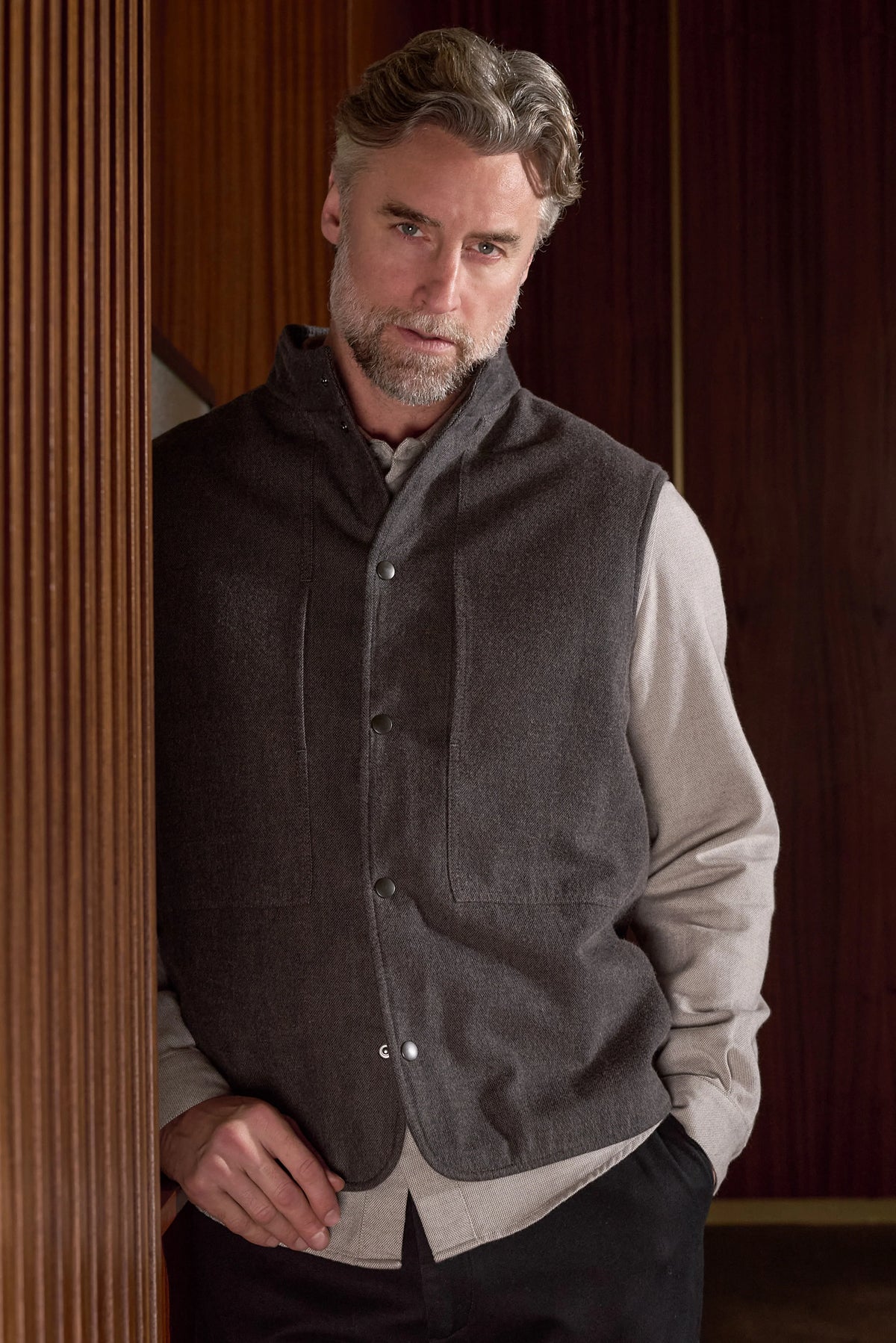 Wendel Flannel Vest Eco Mud