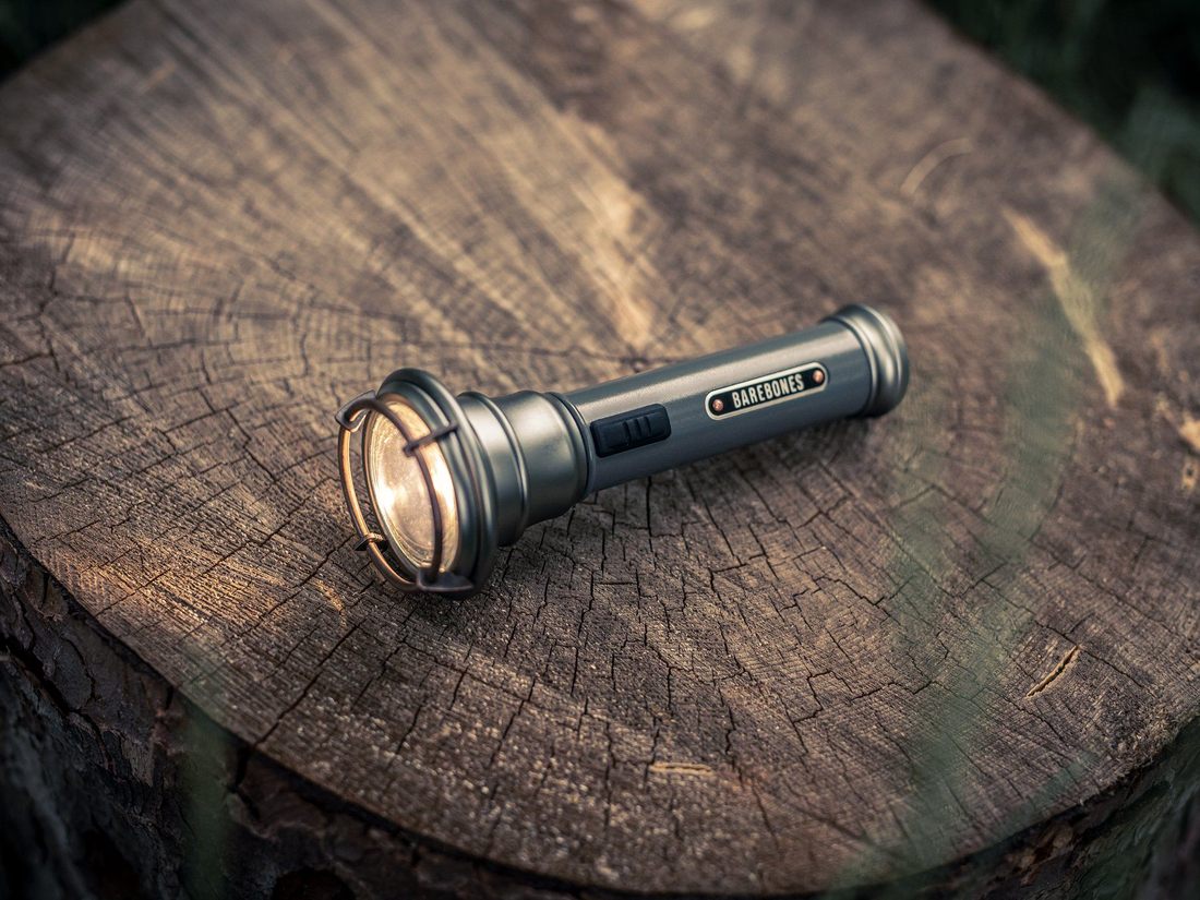 Vintage Rechargeable LED Flashlight Olive - BAREBONES