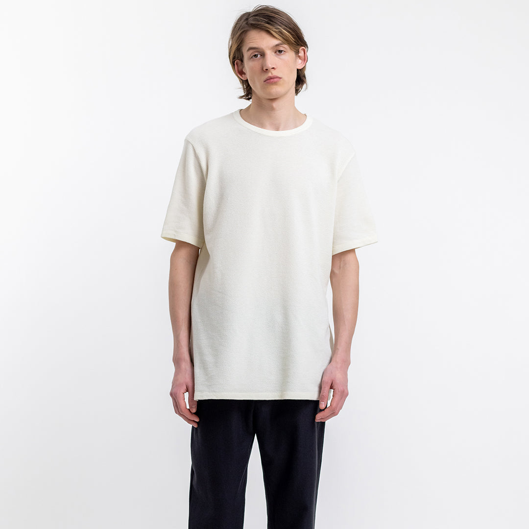 Waffle Knit Organic Cotton T-shirt Off-White - ROTHOLZ