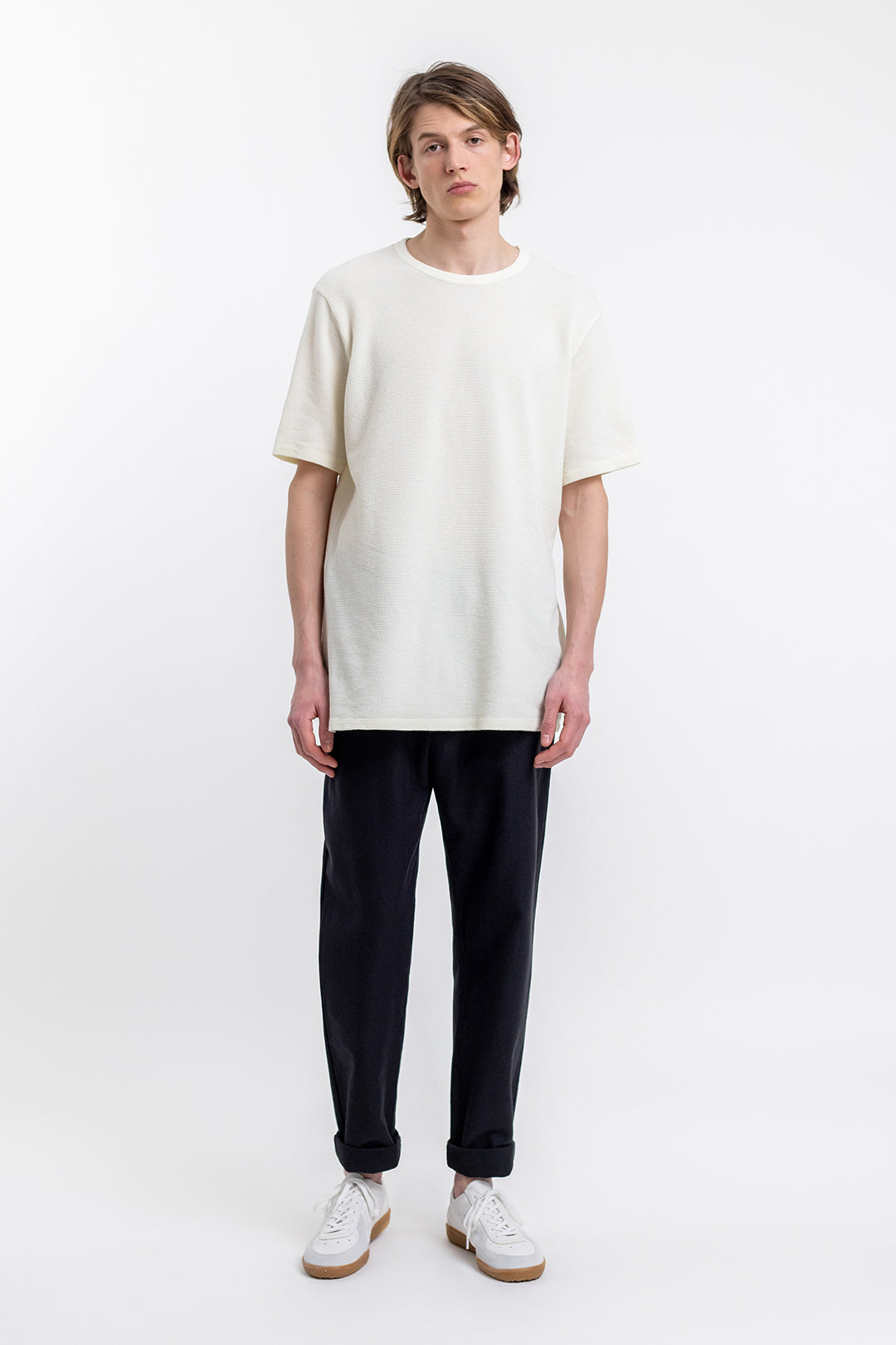 Waffle Knit Organic Cotton T-shirt Off-White - ROTHOLZ