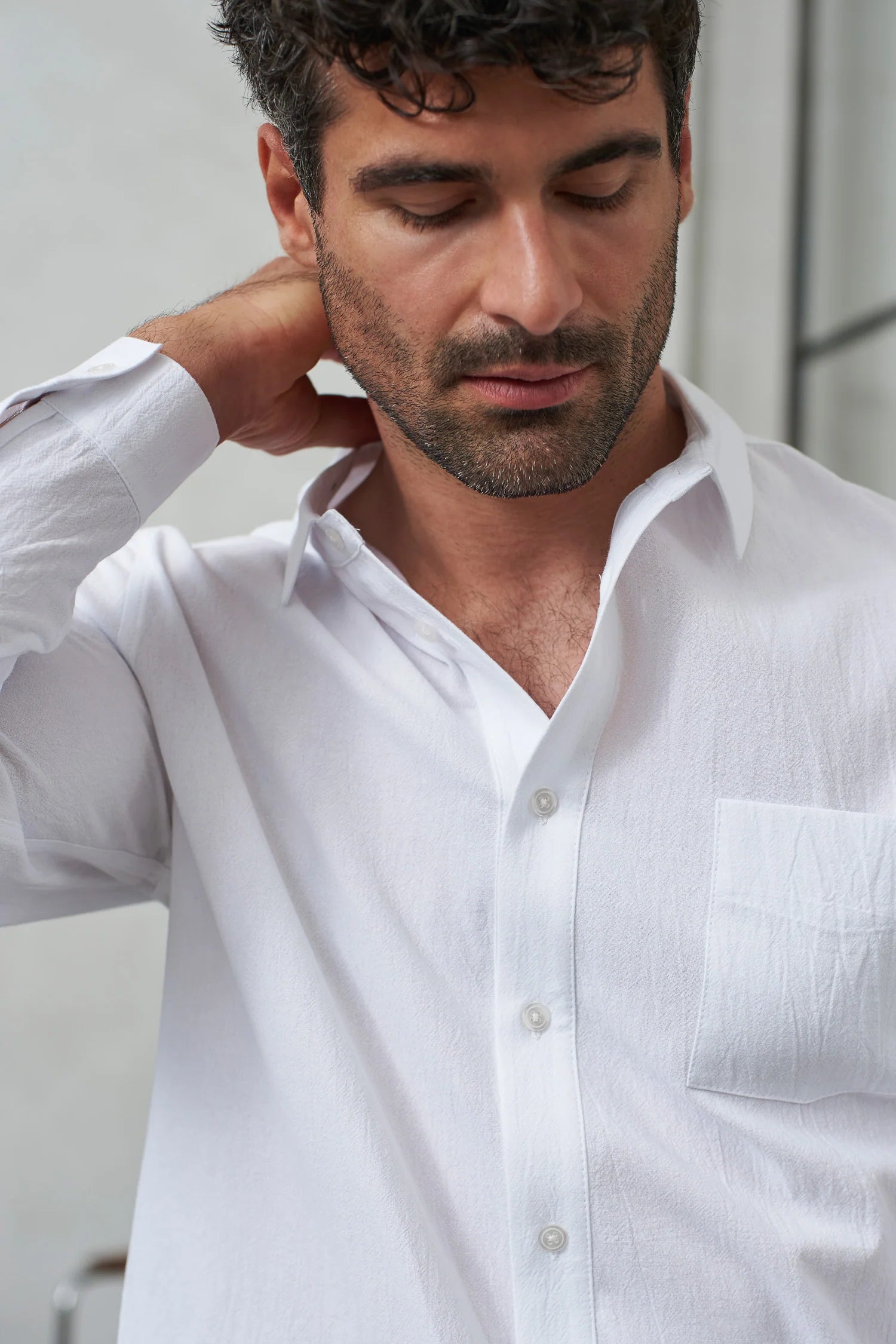 Simon Eco Crincle Shirt White
