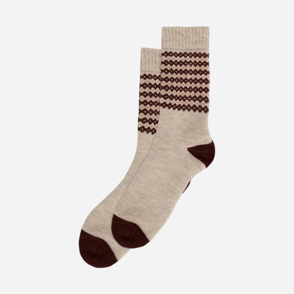 1-pack Wool Socks Jacquard Brown