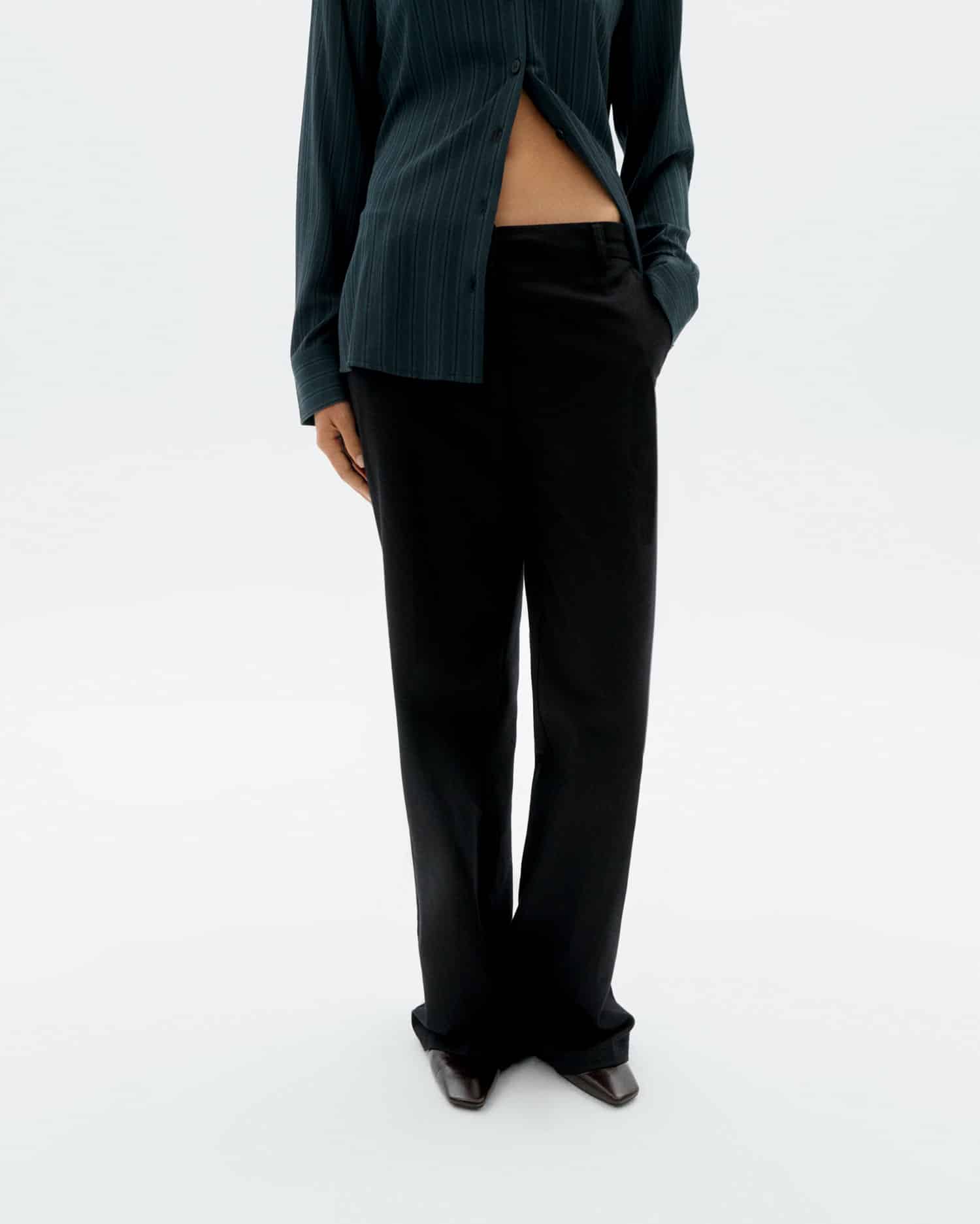 Hermione Black Organic Cotton Straight Pants