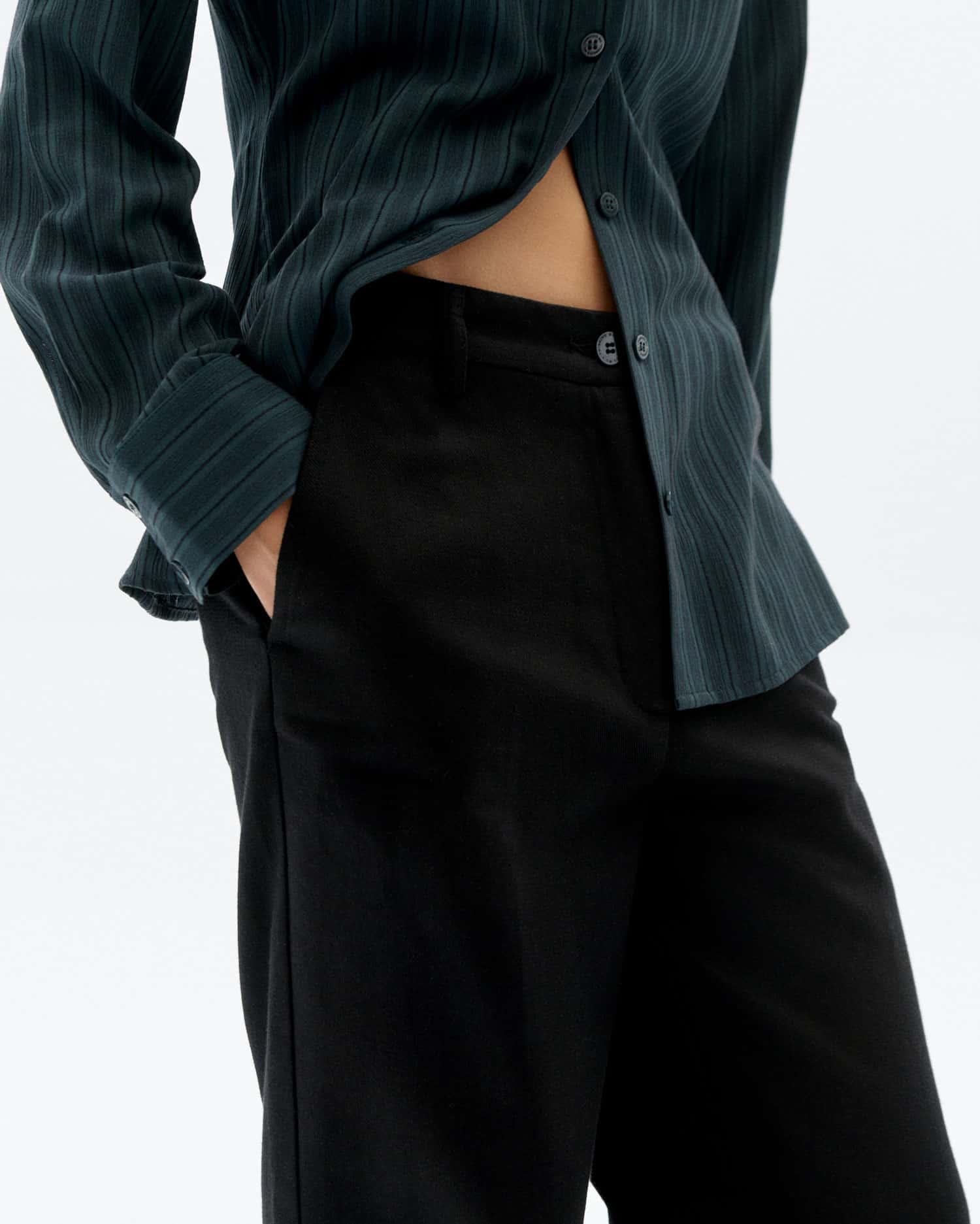 Hermione Black Organic Cotton Straight Pants