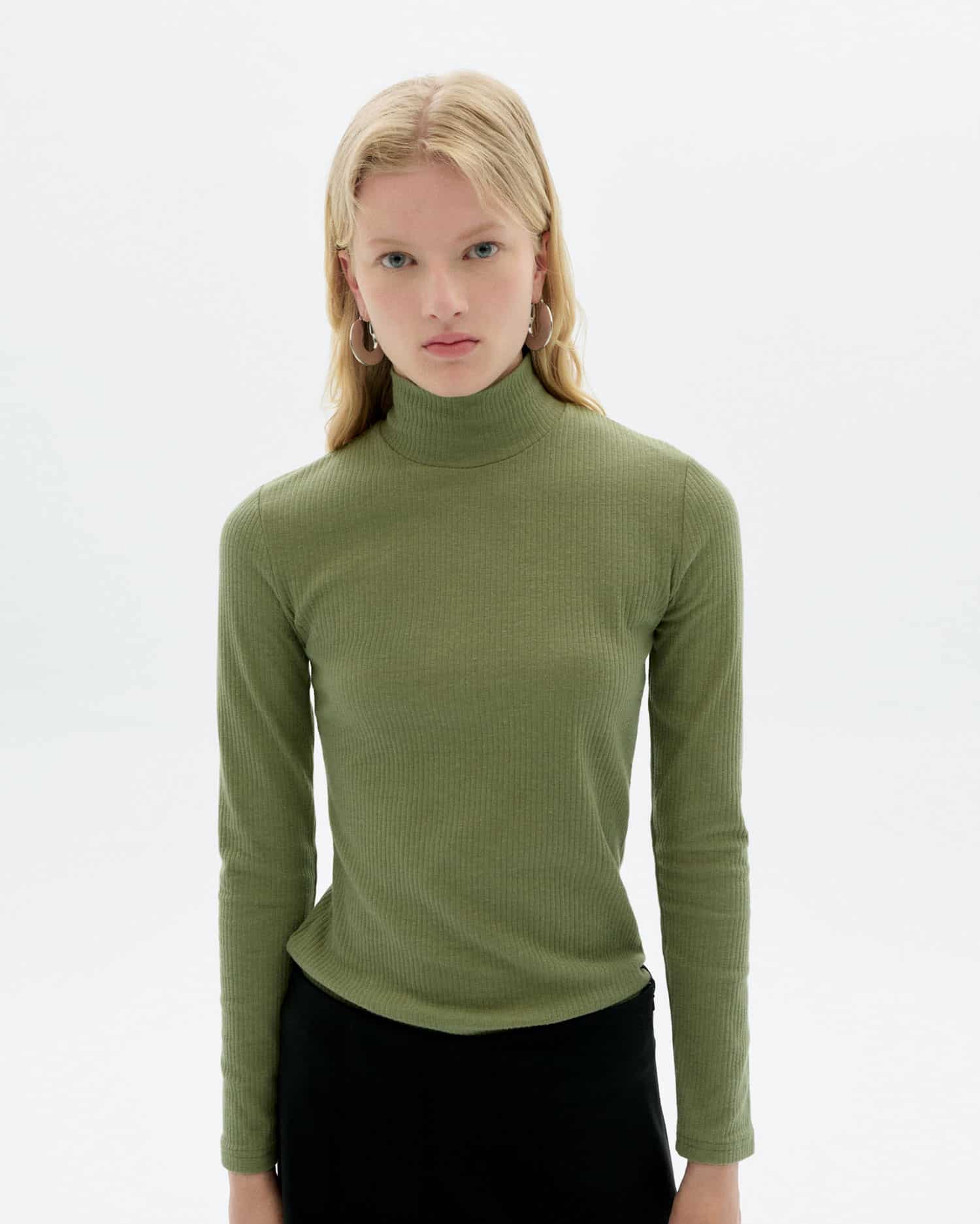 Aine Hemp Turtleneck Top Eucalyptys