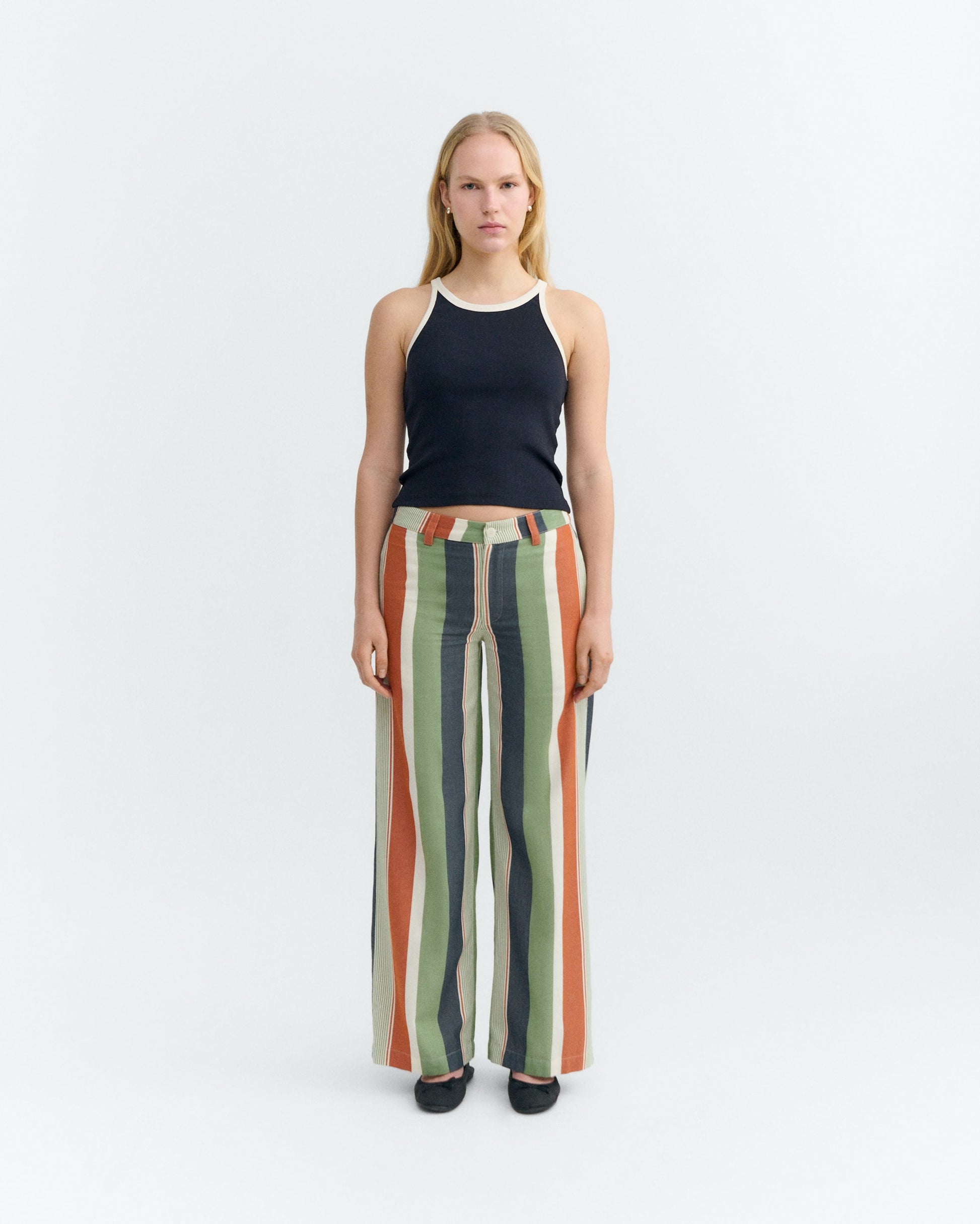 Harriet Tank Top Navy Contrast White