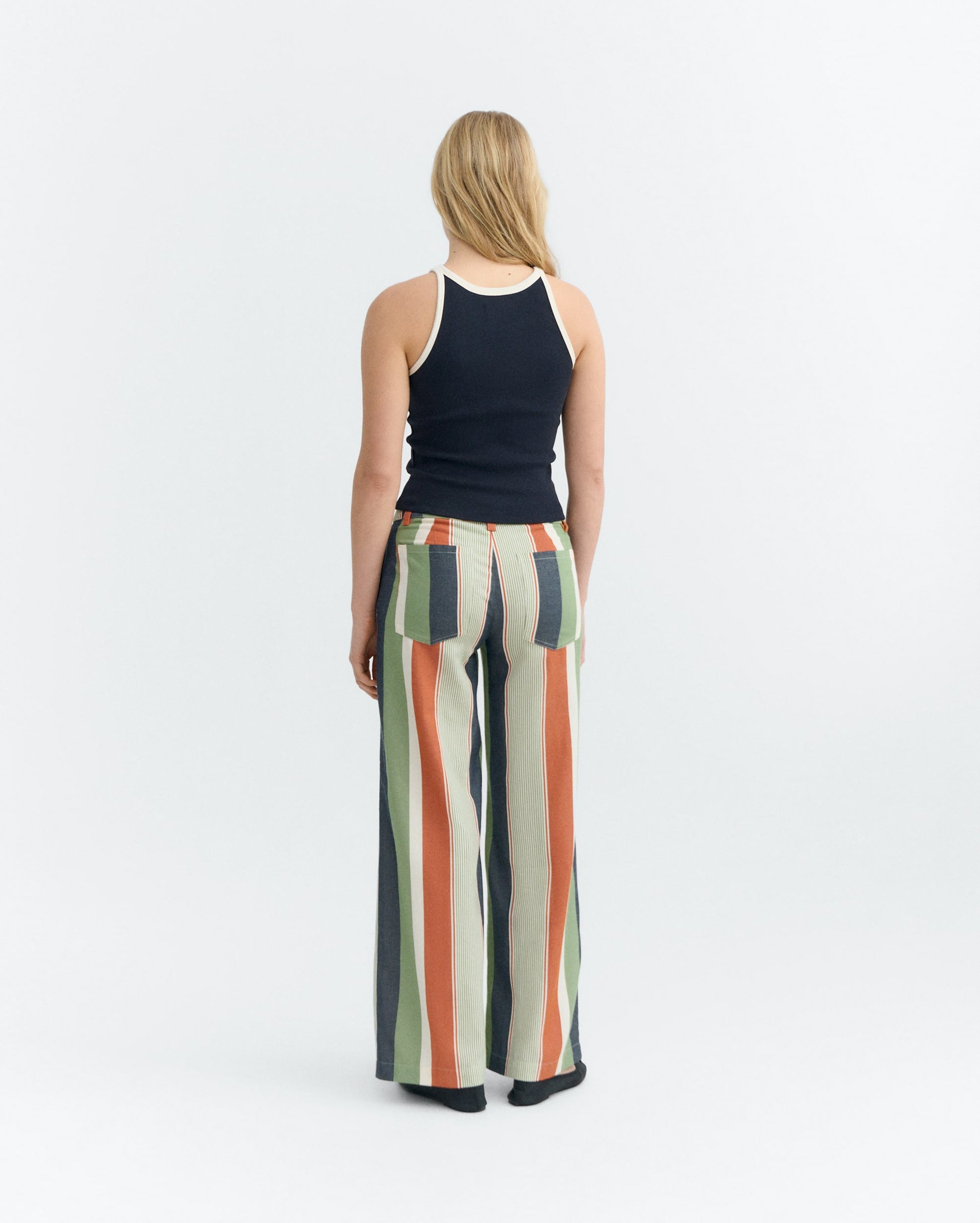 Harriet Tank Top Navy Contrast White