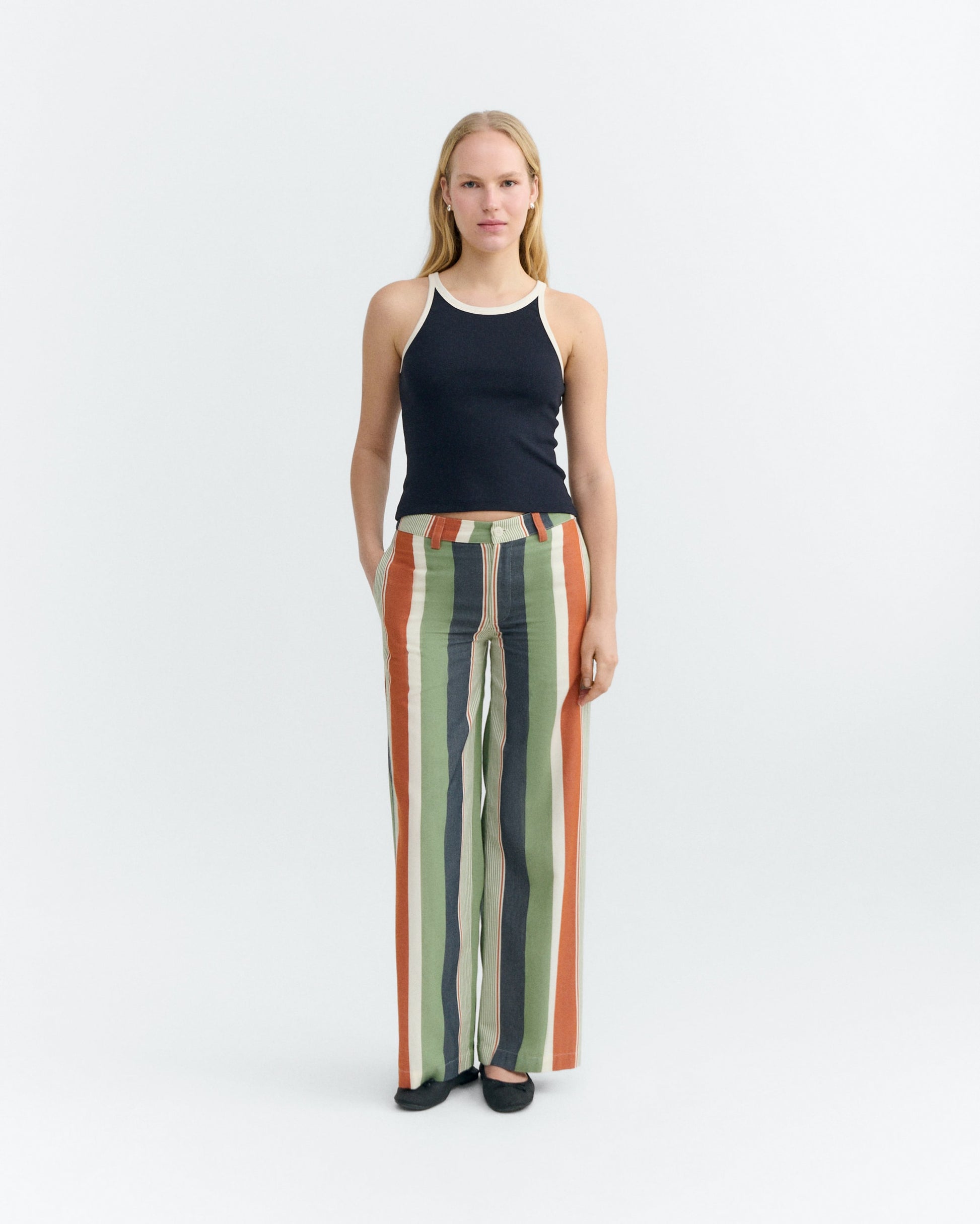 Harriet Tank Top Navy Contrast White